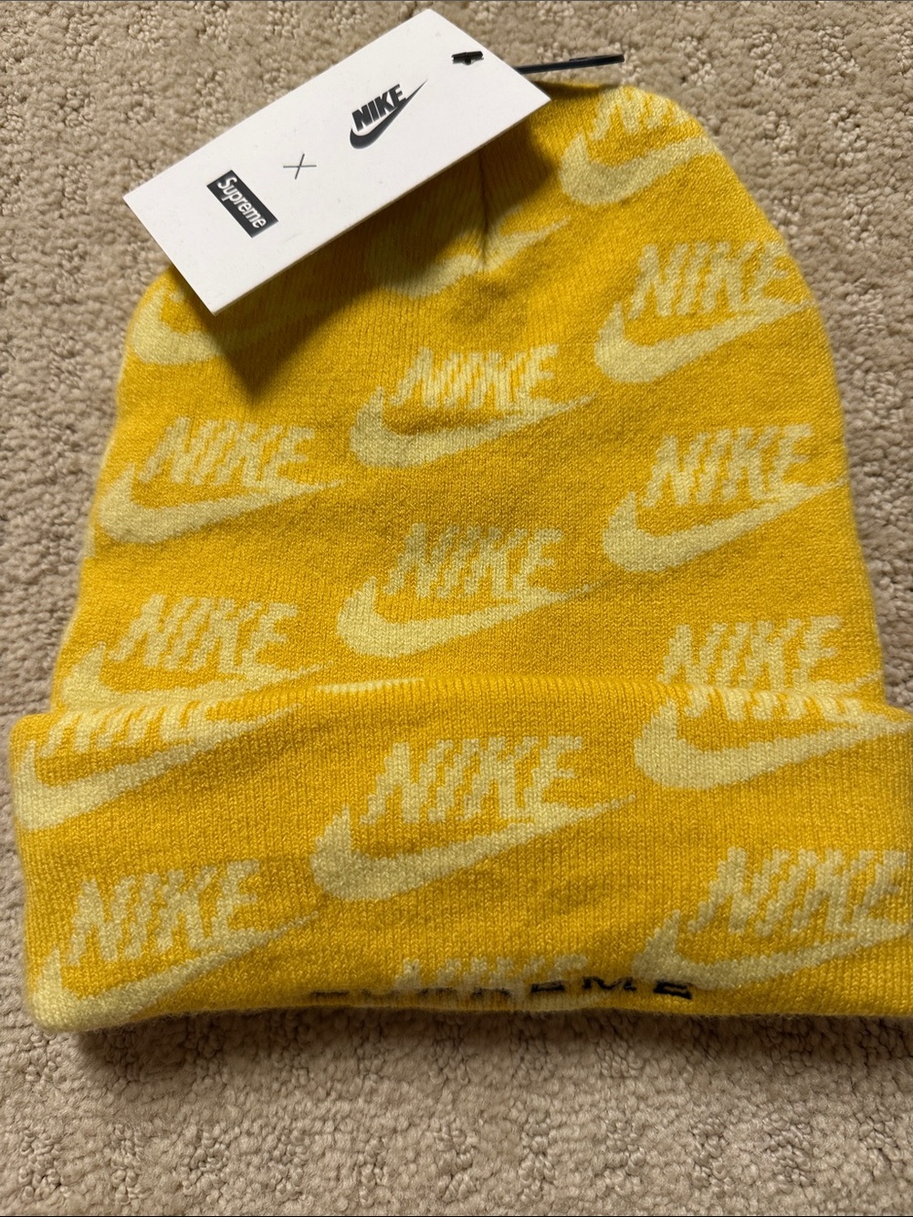Nike Yellow Logo Knit Beanie